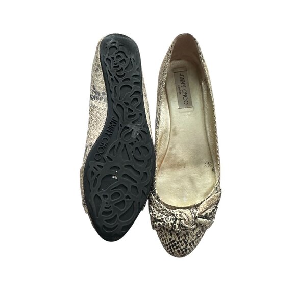 JIMMY CHOO Snake Print Leather Knot Flats Size 39 / US 9 - Picture 7 of 9